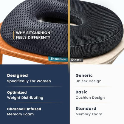 Firm Donut Cushion for Women, Hemorrhoid Pillow for Tailbone & Coccyx Pain