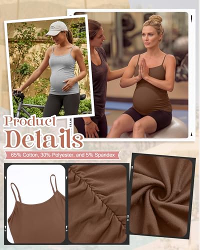 4 Pack Maternity Tank Tops - color: Coffee, White, Light Gray, Black, size: Medium