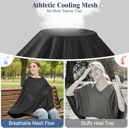Basumee Nursing Cover for Breastfeeding Breathable Mesh 360 Full Privacy - color: Black, size: 1 Pack