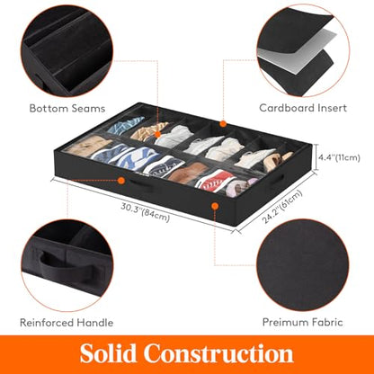 Lifewit Under Bed Shoe Storage Organizer Container, 2 Pack(14 Shoes Cells) - size: 14 Shoes Cells