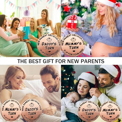 Funny Double Sided New Parents Decision Coin Pregnancy Gifts - color: Style A-rose Gold