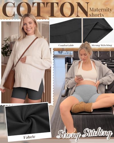 Ficerd 3 Pack Maternity Pajama Lounge Shorts - color: Light Gray, Mixed Black, Black, size: X-Large
