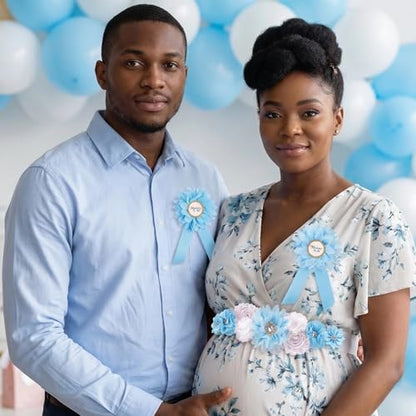 Baby Shower Belly Sash Satin Ribbon Band Pregnancy Party Blue - color: Blue