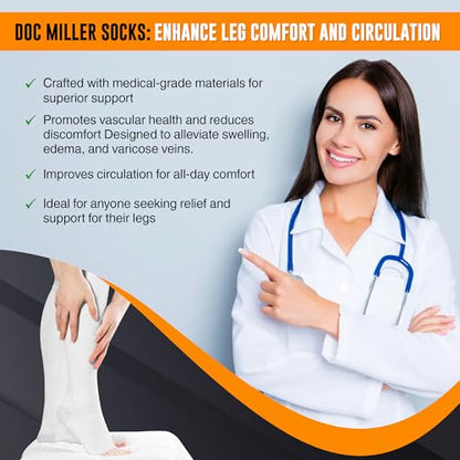 Doc Miller Open Toe Compression Socks 30-40 mmHg for Women & Men, 1 Pair - color: Gray, size: Small