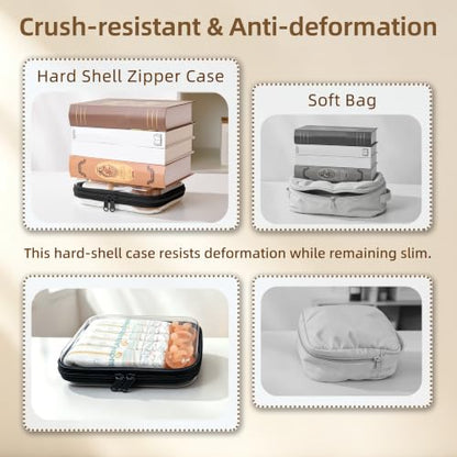 3-PCS Medium Clear Hard Shell Zipper Pouches, Clear Zipper Bags (3M, Black) - color: Black, size: 3M