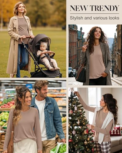Women's Cotton Modal Maternity Nursing Tops - color: Khaki, size: X-Large