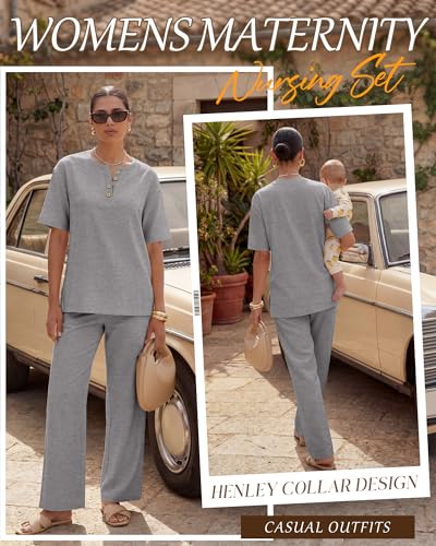 Women Maternity Nursing Set - color: Light Mixed Gray, size: Small