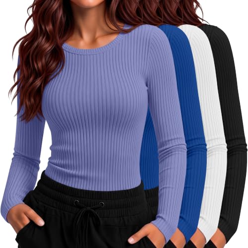 4 Pack Women's Underscrub Shirts - color: Purple Blue, Royal Blue, White, Black, size: Large