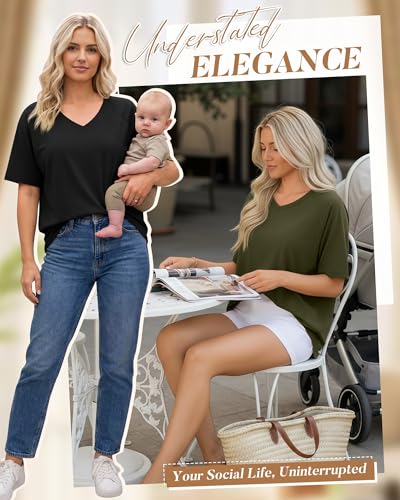 3 Pack Women's Nursing Shirts - color: Black, Army Green, Khaki, size: Small