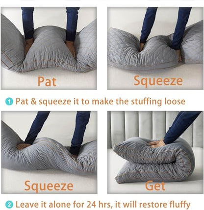 WhatsBedding Memory Foam Body Pillow with Cover, Long Bed Pillow for Adults - color: Grey Pillow+ Grey Pillowcase