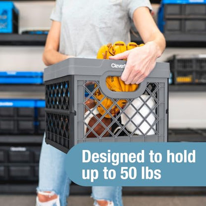 CleverMade Collapsible Milk Crate, 25L Storage Crate, Holds 50 lb, Obsidian (Pack of 6) - color: Obsidian, size: 6 Pack
