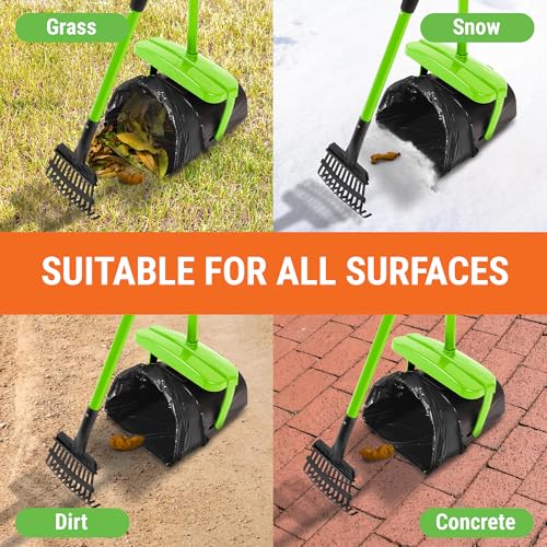 Pupzle Dog Pooper Scooper with Bag Attachment, 40" Long Handle Dog Scooper - color: Green