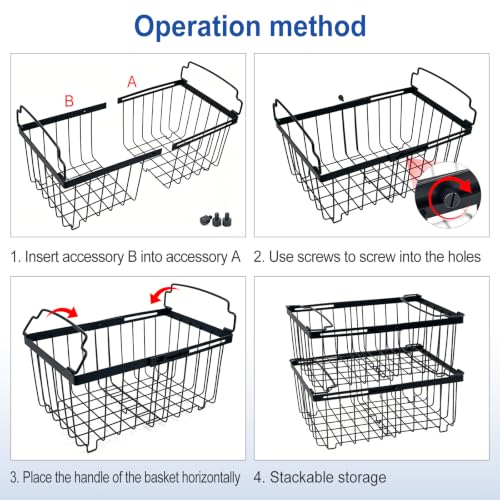 Freezer Organizer Bins fit 5 /9 cu. Ft Chest Freezer (Black-3Pack)