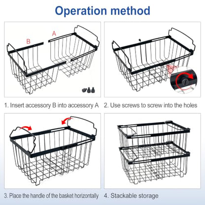 Freezer Organizer Bins fit 5 /9 cu. Ft Chest Freezer (Black-3Pack)