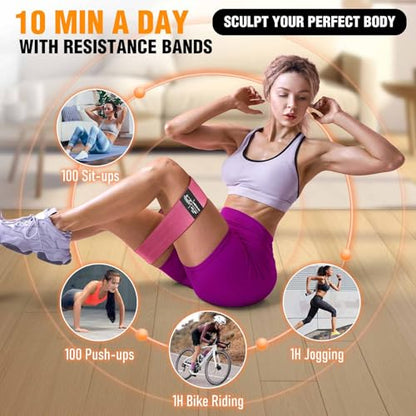 Fabric Resistance Bands for Working Out - color: Pink