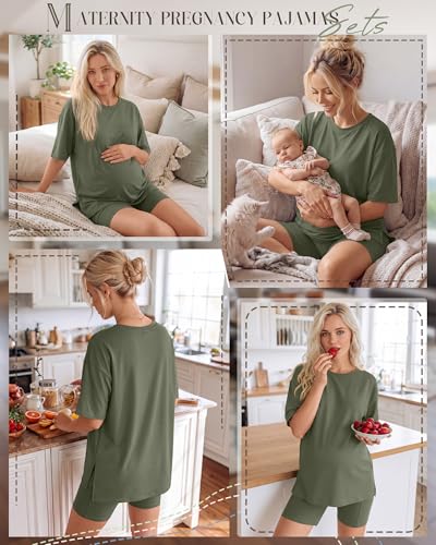Huukeay Women's Maternity Set 2 Piece Outfits - color: Army Green, size: Medium