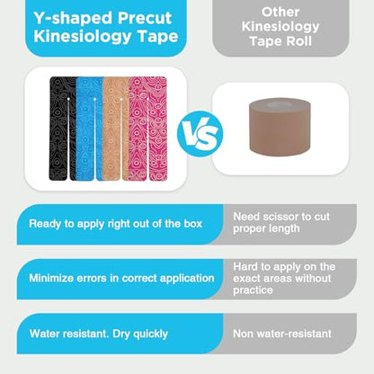 OK TAPE Precut Y-Shape Kinesiology Tape for Shoulder, Knee, Back, 10 Pcs - color: Beige