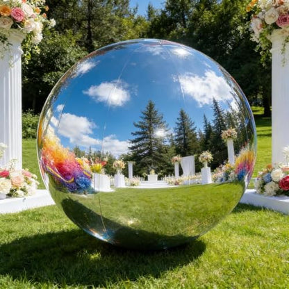Silver Inflatable Mirror Ball 31.5", Reusable Reflective Ball 1PCS - color: Silver, size: 31.5 Inch/0.8 M + NO Pump