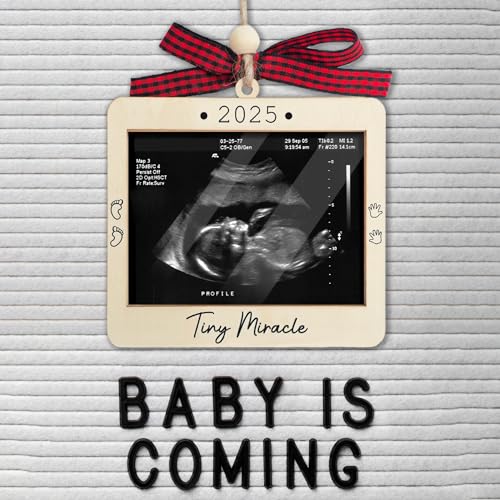 Ultrasound Photo Frame Ornament, Baby Announcement Keepsake - color: Tiny Miracle Premium