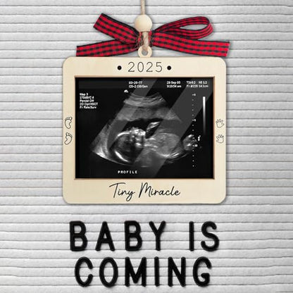Ultrasound Photo Frame Ornament, Baby Announcement Keepsake - color: Tiny Miracle Premium