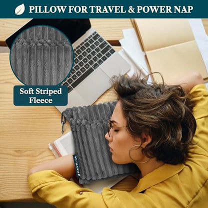 PAVILIA Travel Blanket Pillow, Soft Ribbed Fleece Airplane Blanket, Gray - color: Grey