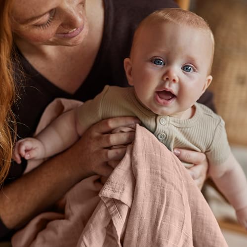 Swaddle Blankets, 100% Organic Cotton Muslin, 47"x47" 2-Pack - color: 2-pack Fog/Blush