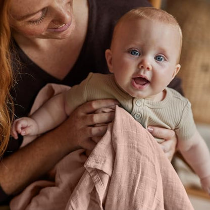 Swaddle Blankets, 100% Organic Cotton Muslin, 47"x47" 2-Pack - color: 2-pack Fog/Blush