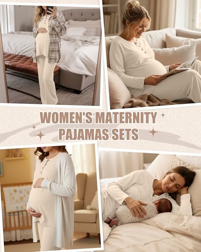 Women's Maternity Pajamas Sets - color: Apricot, size: Medium
