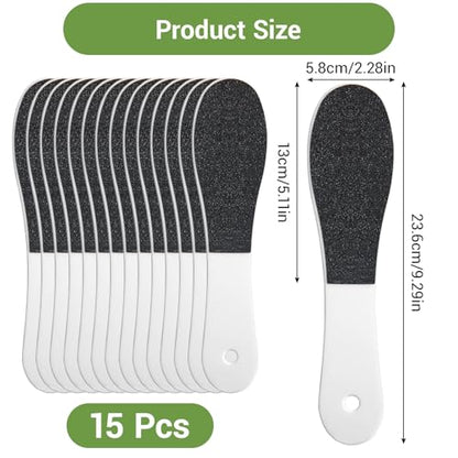 15 Pcs Pedicure Foot Files for Feet, Professional Double Sided Heel Callus Emery Boards with Plastic Handle for Feet Scrubber