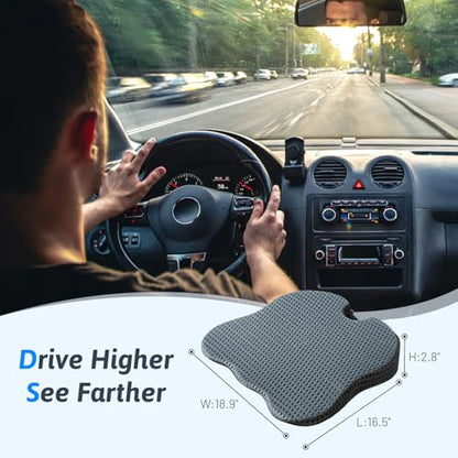 Wedge Car Seat Cushion for Better Visibility & Sciatica Pain Relief - color: Gray