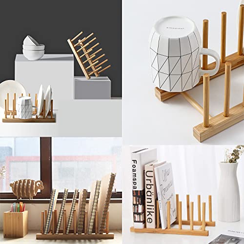 Bamboo Wooden Plate Racks Dish display Holder Kitchen Storage, Pack of 2 - size: Pack of 2