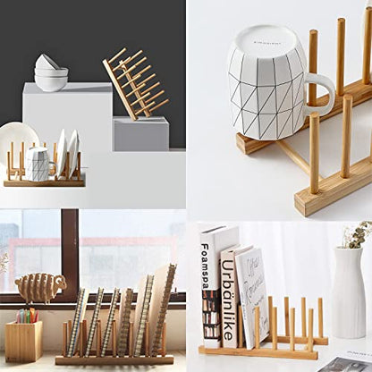 Bamboo Wooden Plate Racks Dish display Holder Kitchen Storage, Pack of 2 - size: Pack of 2