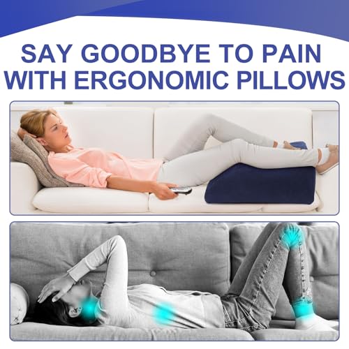 Inflatable Leg Elevation Pillow, Portable Wedge Pillow for Sleeping(Blue) - color: Dark Blue
