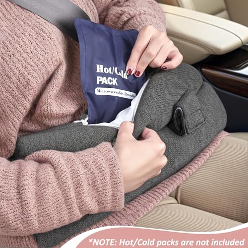 Seat Belt Pillow Post-Surgery – With Ice/Hot Pocket for C-Section, Grey - color: Dark Gray, size: Large