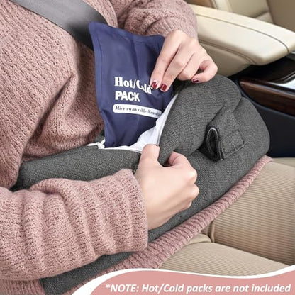 Seat Belt Pillow Post-Surgery – With Ice/Hot Pocket for C-Section, Grey - color: Dark Gray, size: Large