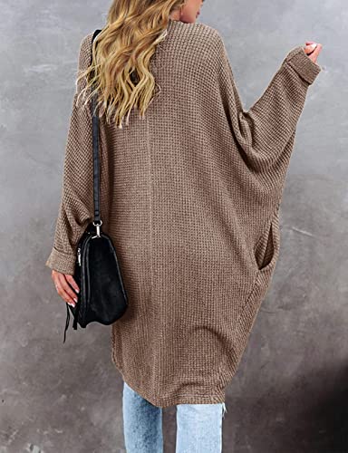 MEROKEETY Cardigan Sweaters for Women Oversized Long Cardigans Fall Outfits - color: Brown, size: Small