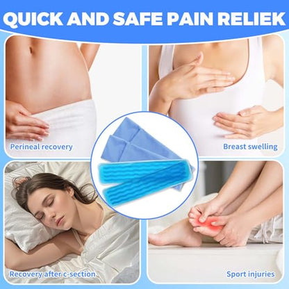 Postpartum Cold Pack, Perineal Cooling Pad Pregnancy & Hemorrhoid Pain Relief, Postpartum Ice Pack Pads with 2 Washable Sleeves (Blue (4 ice Pack+2 Fabric Cover)) - color: Blue (4 Ice Pack+2 Fabric Cover)
