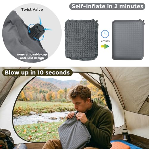 2-Pack Self-Inflating Seat Cushion for Airplane Travel, 16x13 inches - color: Gray