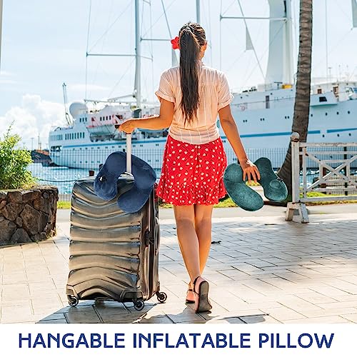Xtinmee 2pcs Self-Inflatable Pillow with Compact Bag, Peacock Green, Blue - color: Peacock Green, Blue
