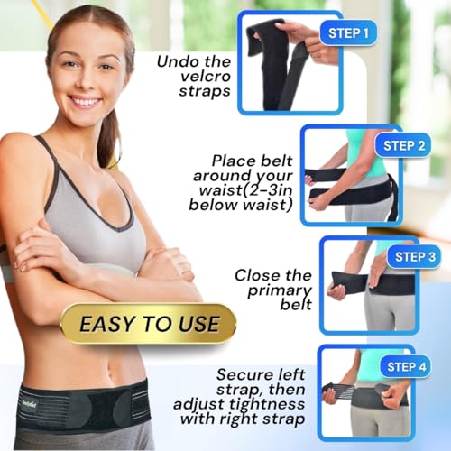 Sacroiliac SI Belt Hip Brace, Adjustable Sciatica Support (Medium)