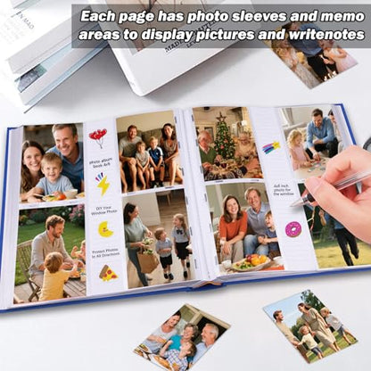 Photo Album 4x6 Vertical 600 Photos with Writing Space, Blue - color: Blue