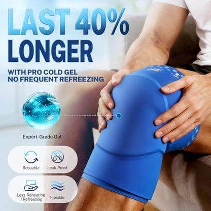 Knee Ice Pack Wrap, Long-Lasting Cold Compression for Knee Pain Recovery - size: L