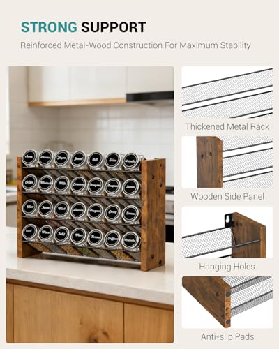 Spice Rack Organizer with 28 Glass Jars, for Cabinet Wall Mount Countertop - size: With 28 Jars, 14"W × 9.4"H