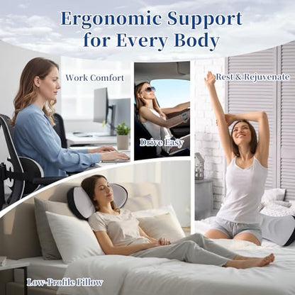 Ergonomic Lumbar Support Pillow for Office Chair, Car Seat - color: A-black With Gray