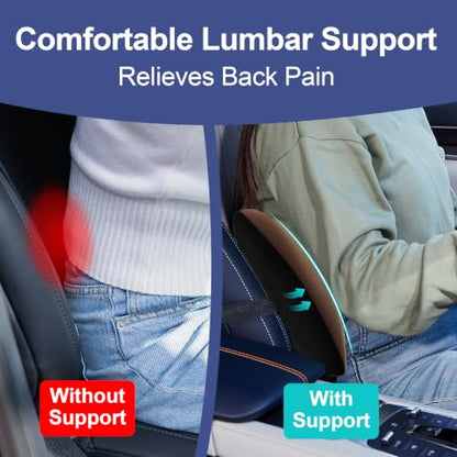 BYMECOST Cooling Lumbar Support Pillow for Car,Memory Foam Car Back Cushion - color: Brown Cooling Fabric