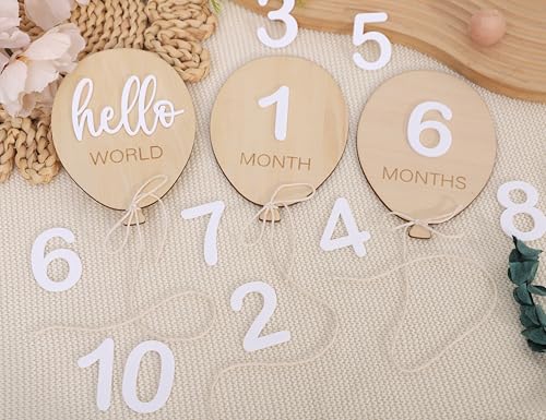 Balloon First Year Milestone Wooden Board-Newborn Monthly Announcement