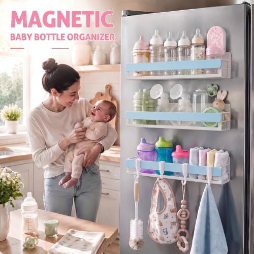 Patelai 3 Pack Green Magnetic Water Bottle Organizer for Refrigerator - color: Green