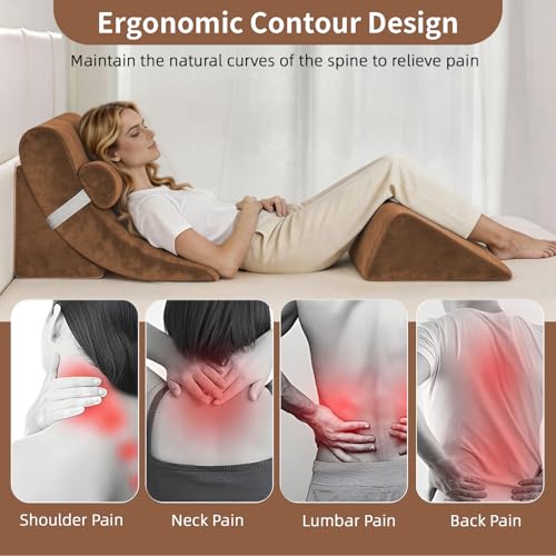 Wedge Pillow Set for After Surgery,Dark Brown,4PCS-22 - color: Dark Brown, size: 4PCS-22''