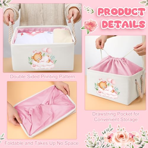 Pickmesh Baby Shower Storage Basket with Gift Bags, Pink Bear - style: Pink Bear
