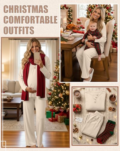 Women's Maternity Pajamas Sets - color: Apricot, size: Medium